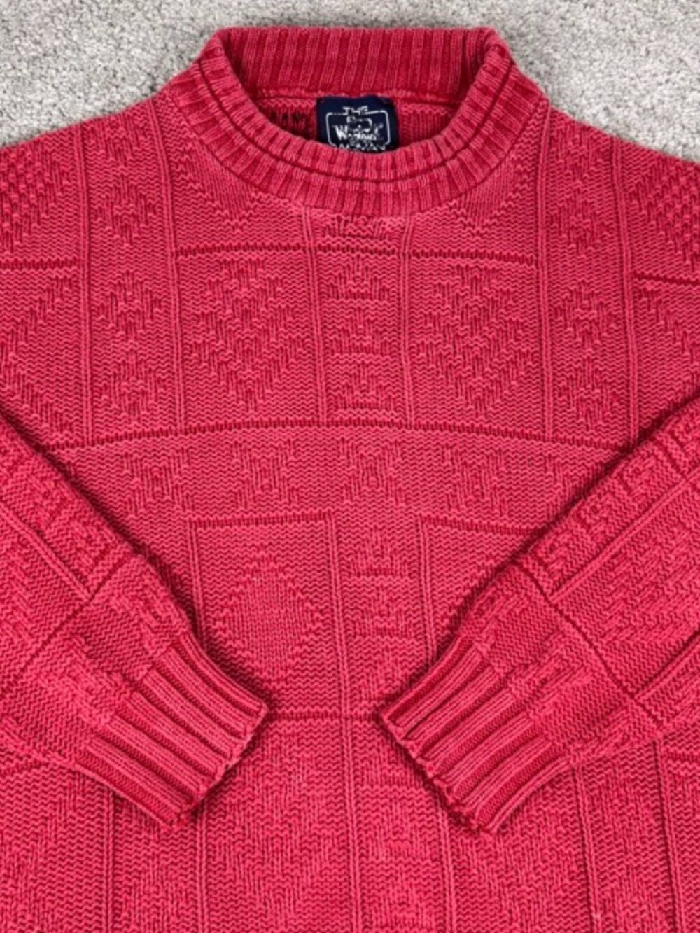 Vintage The Woolrich Woman Red Cable Knit Sweater Size Large Made In USA